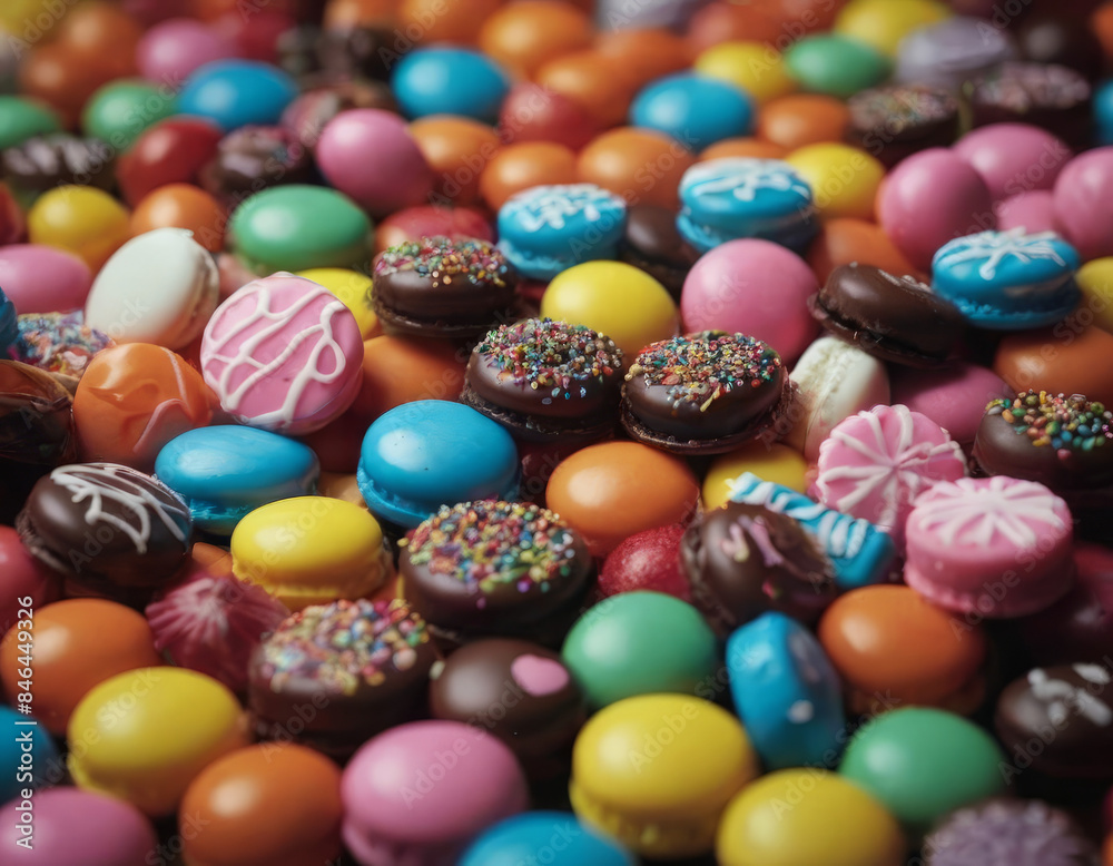 Un sacco pieno di caramelle rotonde multicolore scintilla vivacemente sotto la luce.
Un sacco pieno di caramelle rotonde multicolore scintilla vivacemente sotto la luce.