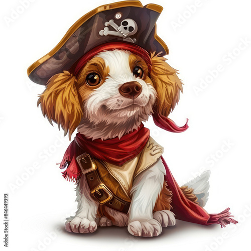 Cute cartoon dog dressed as a pirate photo