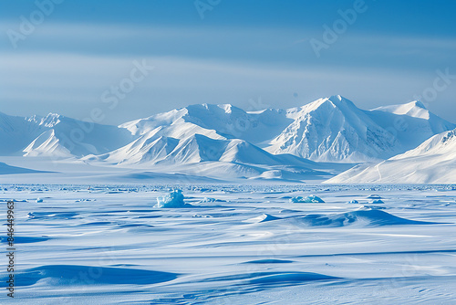 Wallpaper Mural Arctic Mirage of Distant Mountains over Frozen Terrain   Torontodigital.ca