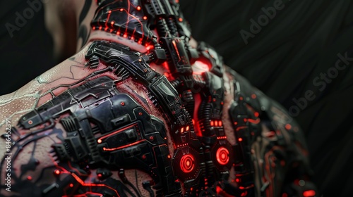 technology tattoo black and red 