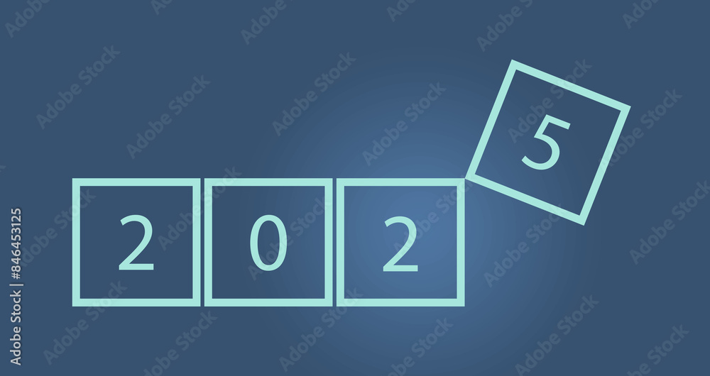 Four blocks with numbers: 2025 Four blocks with numbers: 2025