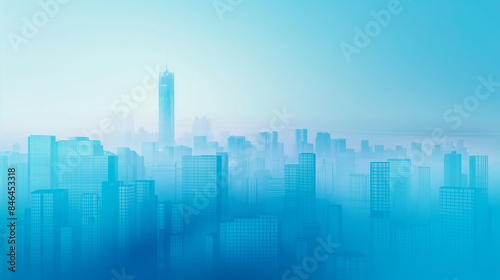 Skyline of modern city buildings in misty weather  architecture concept.  Background with copy space