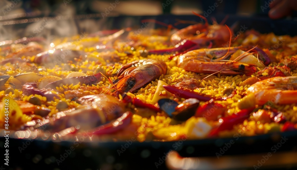 Savoring the Flavors of Spain with Close-Up Seafood Paella: A Classic Recipe for Authentic Dining Savoring the Flavors of Spain with Close-Up Seafood Paella: A Classic Recipe for Authentic Dining