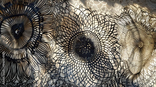 Intricate lace pattern casting shadows photo