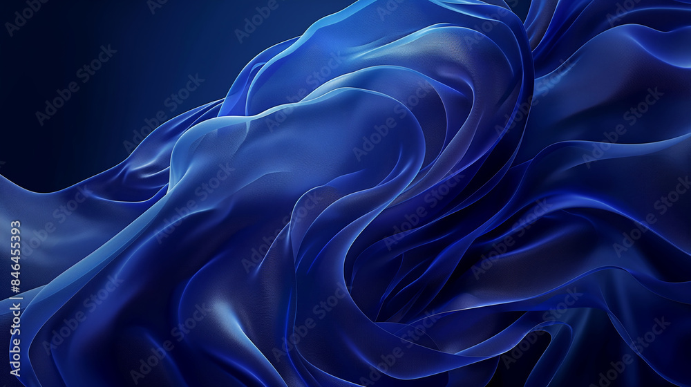 Obraz premium Abstract blue silky waves in flowing motion, abstract art concept. Background with copy space