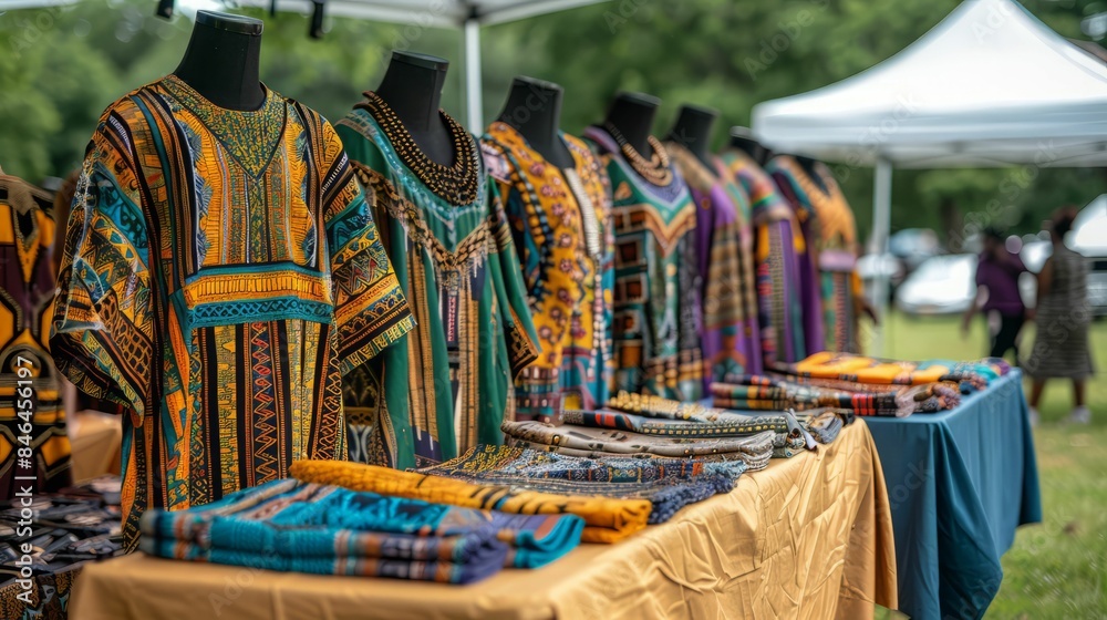 Obraz premium Colorful African Fabrics For Sale at Outdoor Market.