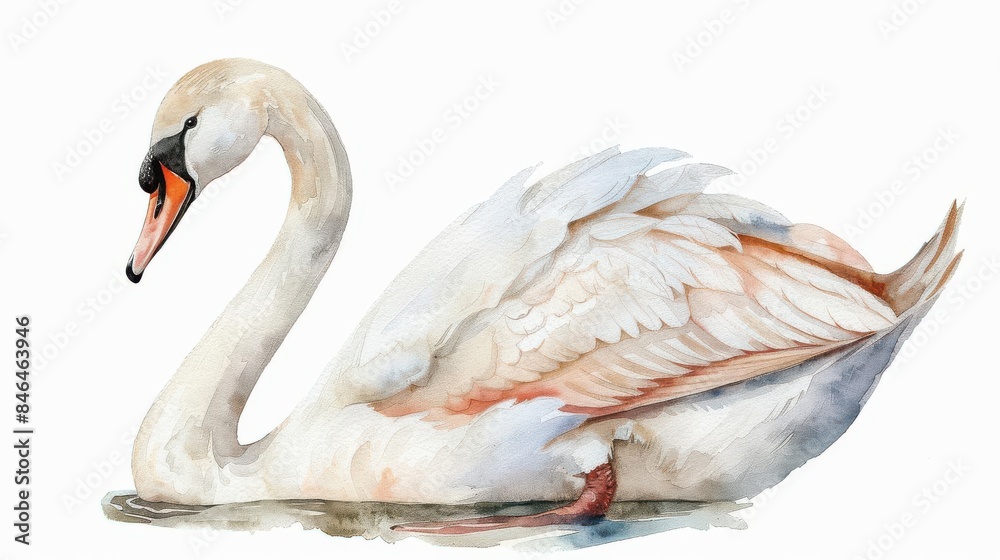 A beautiful watercolor painting of a swan A beautiful watercolor painting of a swan