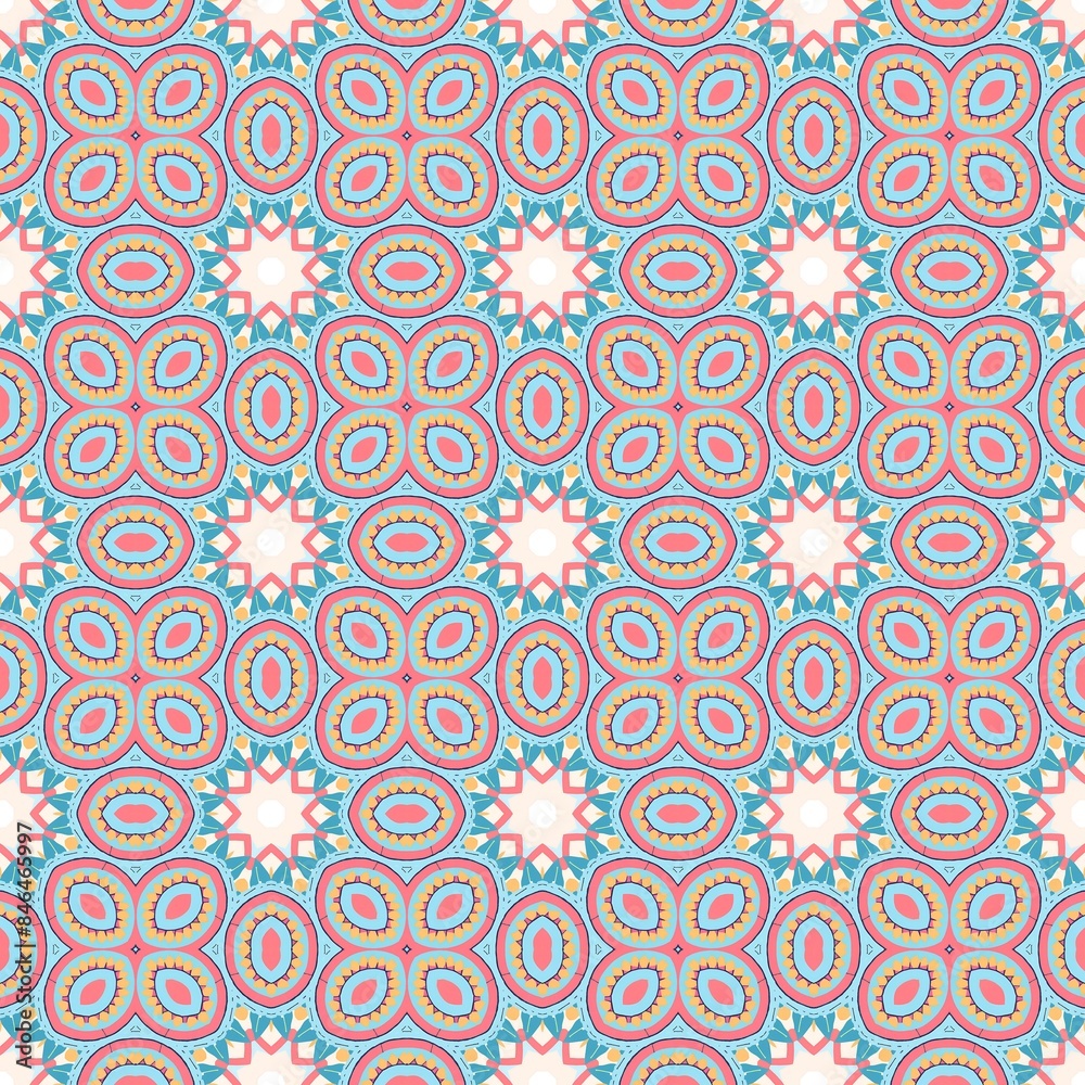 a large pattern in blue, yellow, and red colors a large pattern in blue, yellow, and red colors