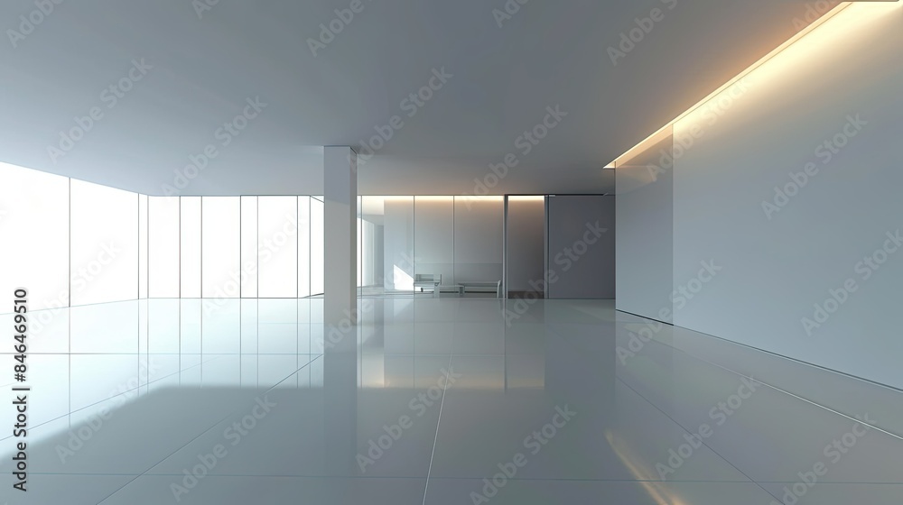 Fototapeta premium Minimalist white room with sleek design