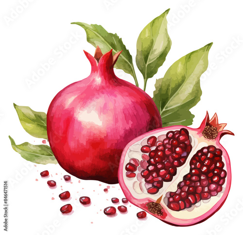 watercolor pomegranate clipart for graphic resources