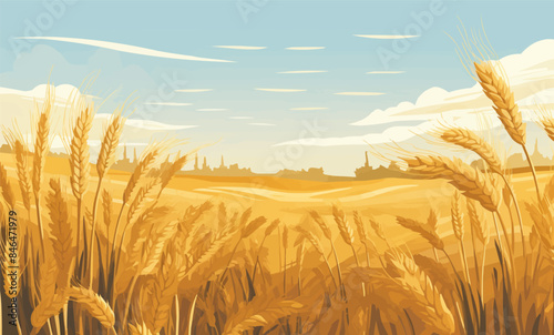 wheat field vector flat minimalistic isolated illustration