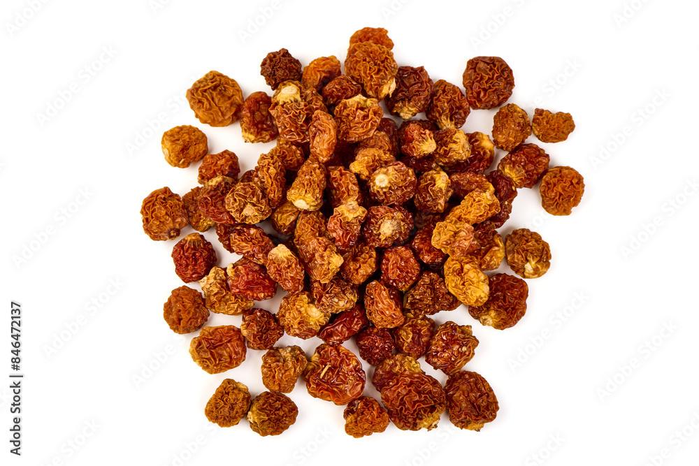 Sun dried golden berries,physalis, isolated on white background Sun dried golden berries,physalis, isolated on white background