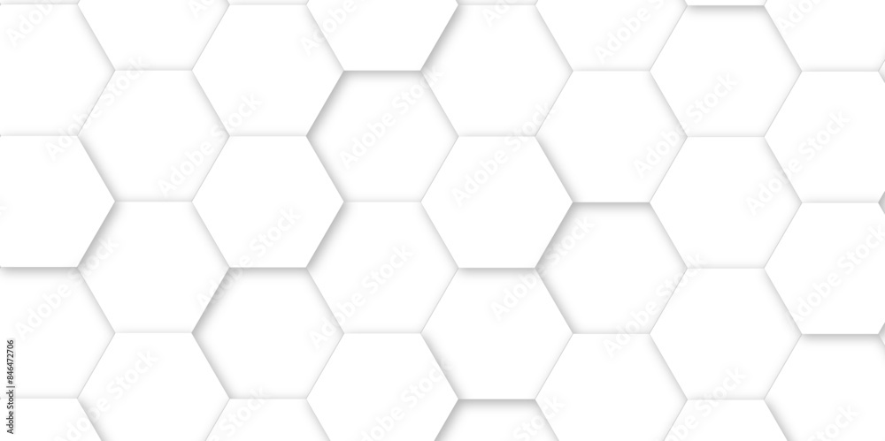 White luxury hexagons abstract background .white hexagon futuristic technology honeycomb pattern vector design .