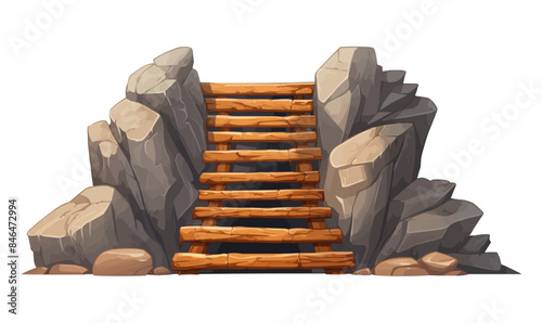 stairs made of rocks asset vector flat isolated vector style illustration