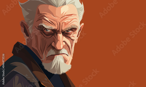 Angry old man isolated vector style on isolated background illustration