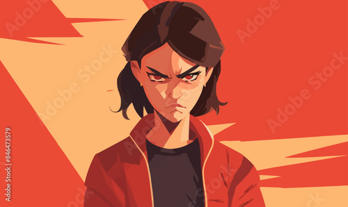 angry teen vector flat minimalistic isolated illustration