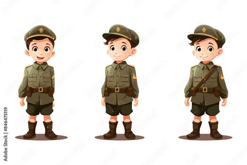 Kid wearing military uniform isolated vector style on isolated background illustration Kid wearing military uniform isolated vector style on isolated background illustration