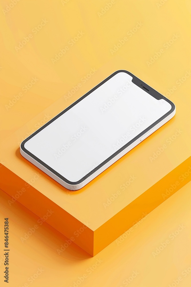Fototapeta premium 3D isometric illustration of a high-quality cellphone mockup, blank screen for presentation, ultra-realistic