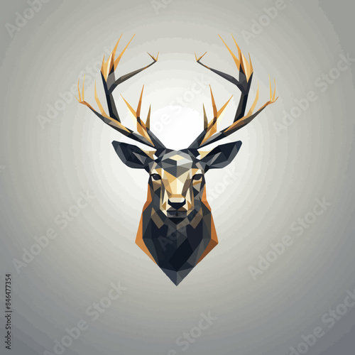 A deer head with antlers is shown in a black and white color scheme photo