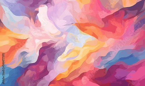 A colorful painting with a lot of different colors and brush strokes