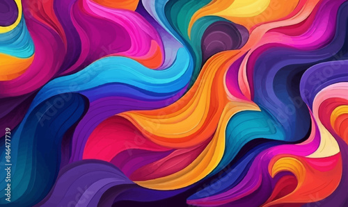 A colorful, abstract painting with a lot of different colors and shapes