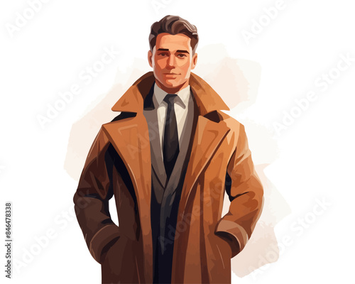 man in business suit waring cosy winter clothes isolated vector style on isolated background illustration