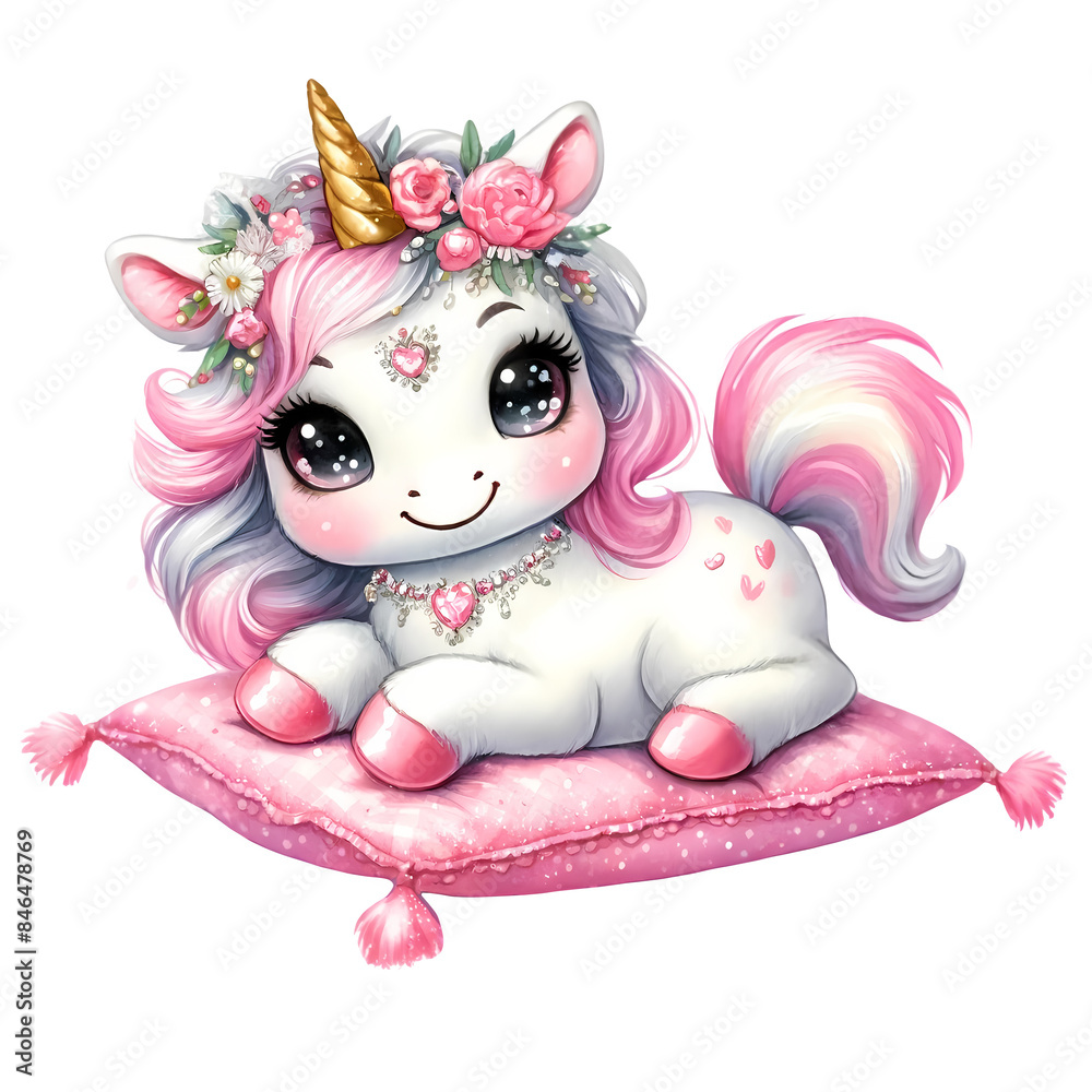 Naklejka premium Pink jewelry unicorn