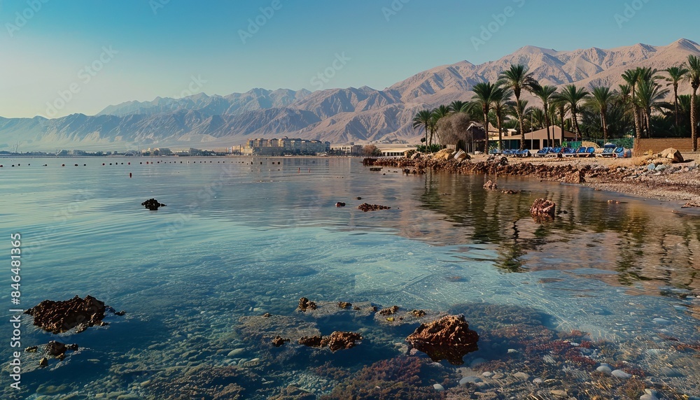 Fototapeta premium Exploring the Enchantment of Eilat: A Dive into the Red Sea at 7:4