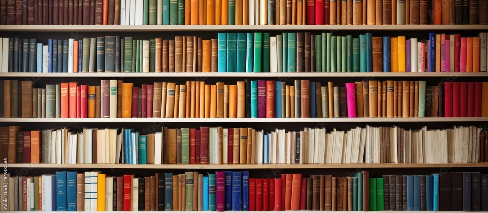 There are numerous books available in the bookstore or library arranged neatly against a background that allows for copy space There are numerous books available in the bookstore or library arranged neatly against a background that allows for copy space