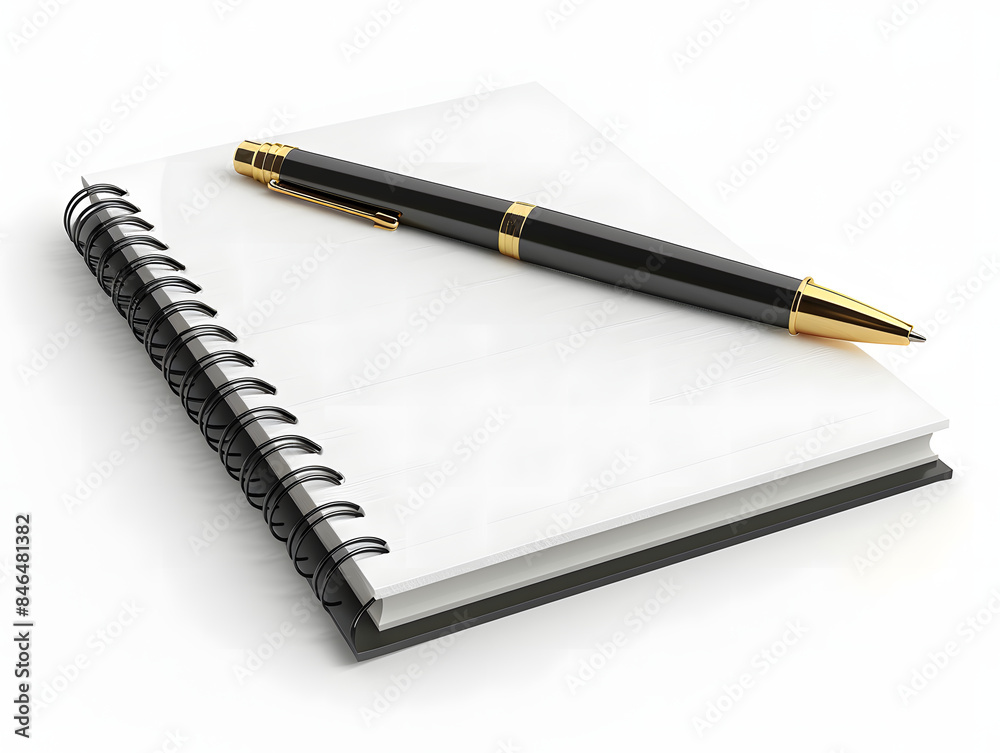 Notebook and pen isolated on white background Notebook and pen isolated on white background