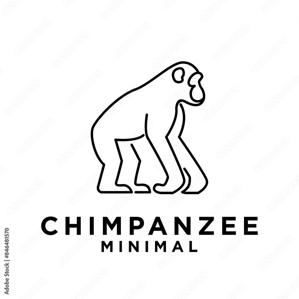 Chimpanzee Line Logo icon design illustration Chimpanzee Line Logo icon design illustration