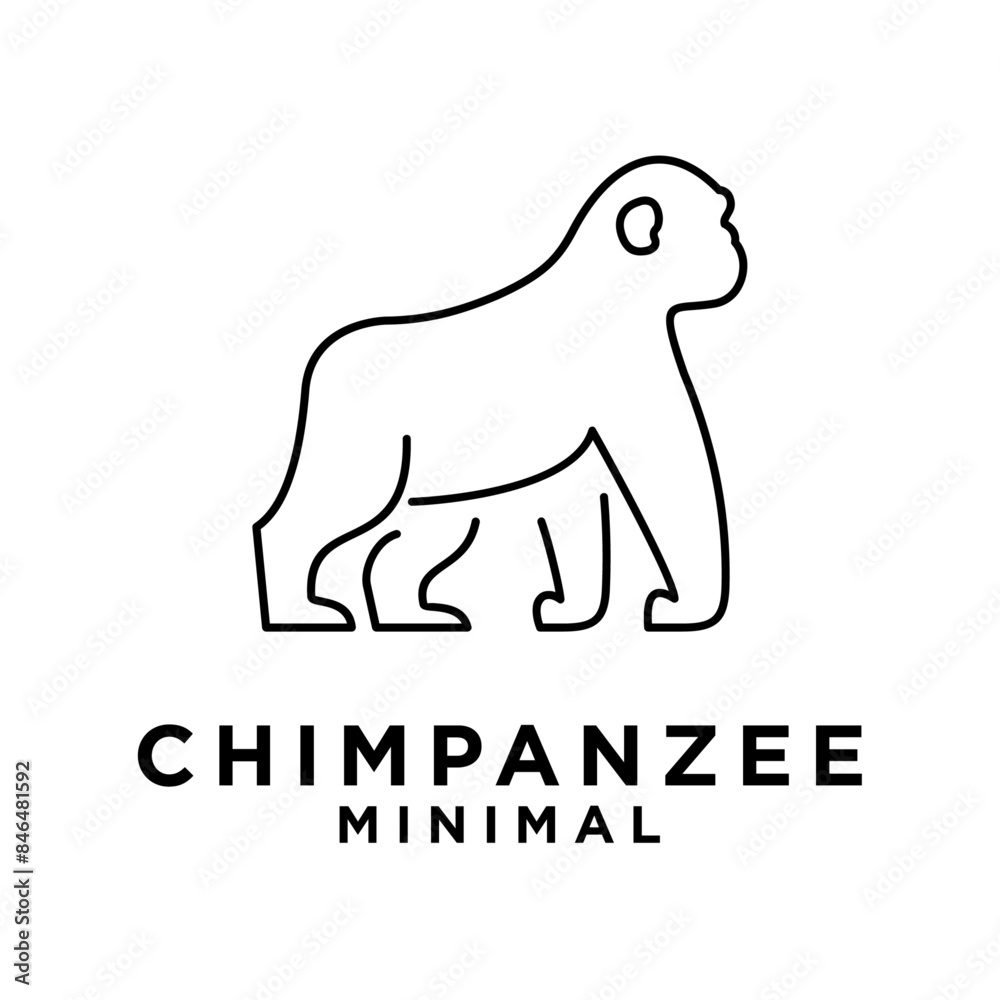 Obraz premium Chimpanzee Line Logo icon design illustration