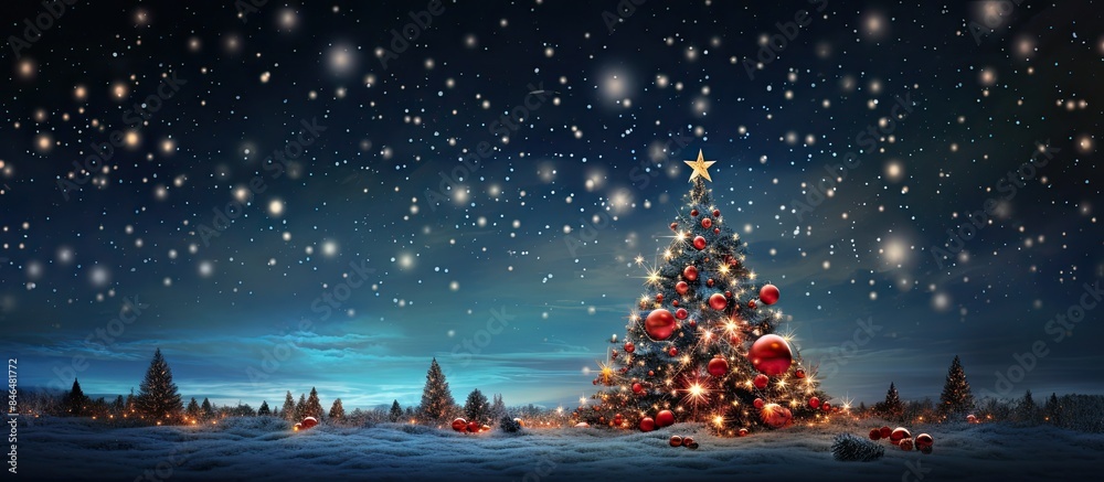 Naklejka premium Celebrate Christmas with a modern twist while keeping the traditional spirit and mood intact Capture this blend in a captivating copy space image