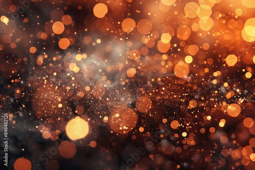 Abstract orange light burst with golden rays on dark background with orange and peach hues