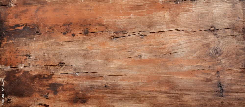Wooden panel with a worn stained and peeling brown paint offering ample space for a copy space image Wooden panel with a worn stained and peeling brown paint offering ample space for a copy space image