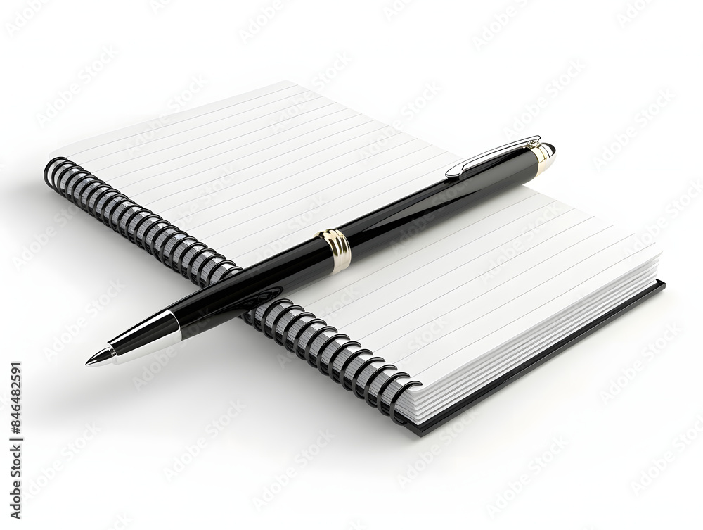 Notebook and pen isolated on white background Notebook and pen isolated on white background