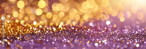 Lavender and violet light burst on dark background  abstract beautiful rays with golden sparkles