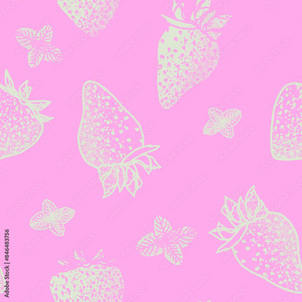 Strawberries with spray texture illustration design seamless pattern