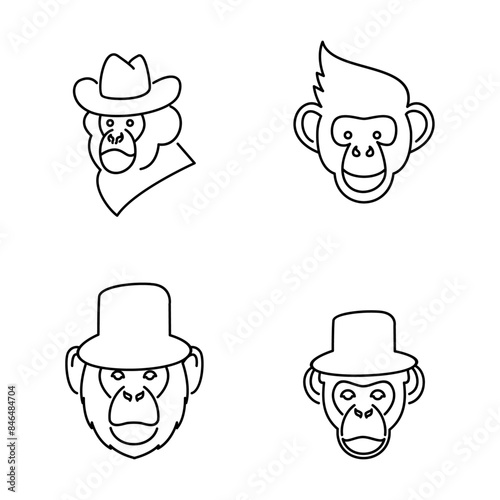 Head Chimpanzee Logo icon design illustration