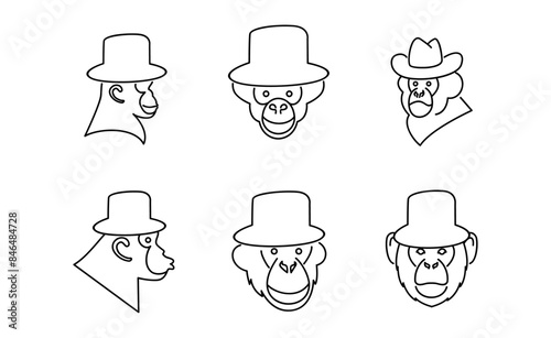 Head Chimpanzee Logo icon design illustration