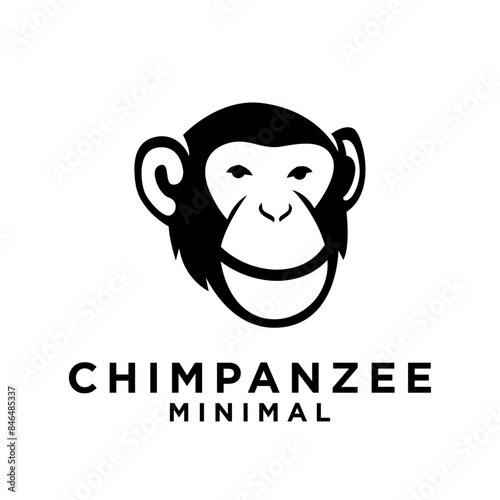 Head Chimpanzee Logo icon design illustration