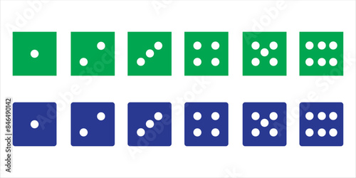 Game dice set isolated on transparent background. Set of dice in flat and linear design from one to six. Traditional game die with marked with different numbers of dots . vector illustration