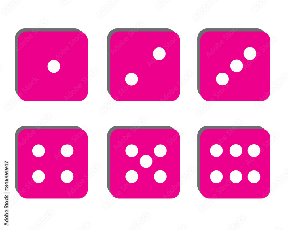 Game dice set isolated on white background. Set of dice in flat and linear design from one to six. Traditional game die with marked with different numbers of dots. Vector illustration. EPS 10 Game dice set isolated on white background. Set of dice in flat and linear design from one to six. Traditional game die with marked with different numbers of dots. Vector illustration. EPS 10