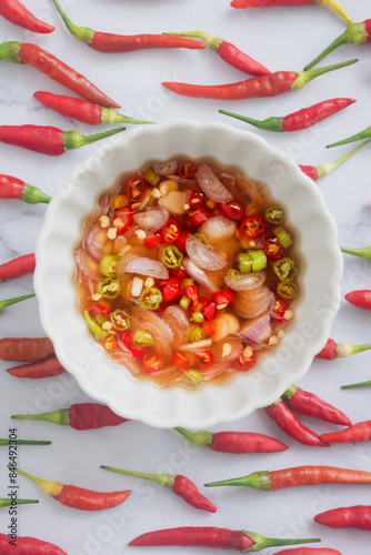 fish sauce  with chilly (Nam Pla Prik Or Prik Nam Pla) The Thai Sauce to Improve Anything photo