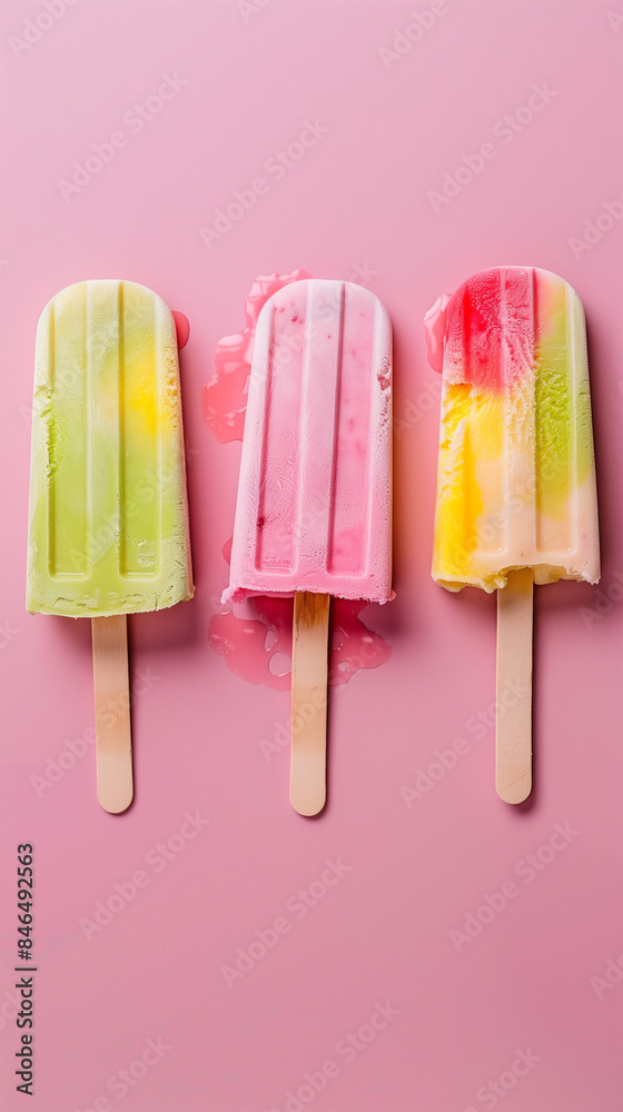 Assorted popsicles with bite marks