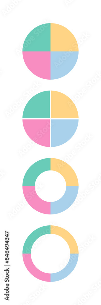 Circular progress bar with 4 slices. Circle loading template. 100 ...