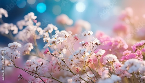 Gypsophila flowers in the pastel background. © Amli