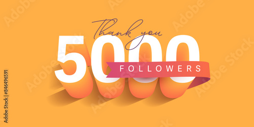 Thank you 5000 followers illustration template design
