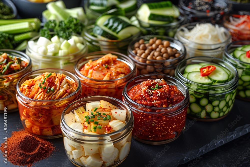 A captivating display of assorted kimchi varieties A captivating display of assorted kimchi varieties