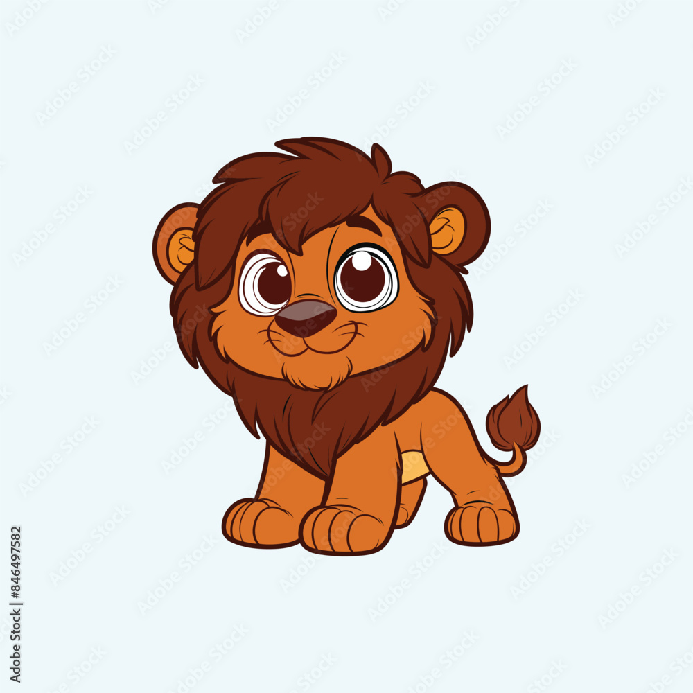 Obraz premium Cute little lion Vector illustration white background.